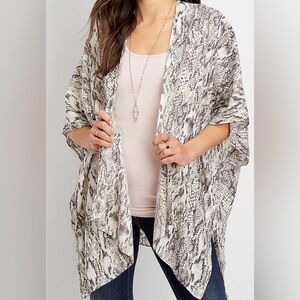 Maurices Snakeskin Print Open Front Kimono Cardigan One Size